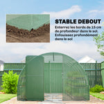 Serre tunnel de jardin 12m², serre de jardin tunnel 295x400x200cm porte et 8 fenêtres, bâche PE 140 g/m² vert