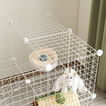 Cage parc clôture pour animaux domestiques enclos pour petits animaux modulable 2 niveaux fil en acier 146x73x73cm blanc