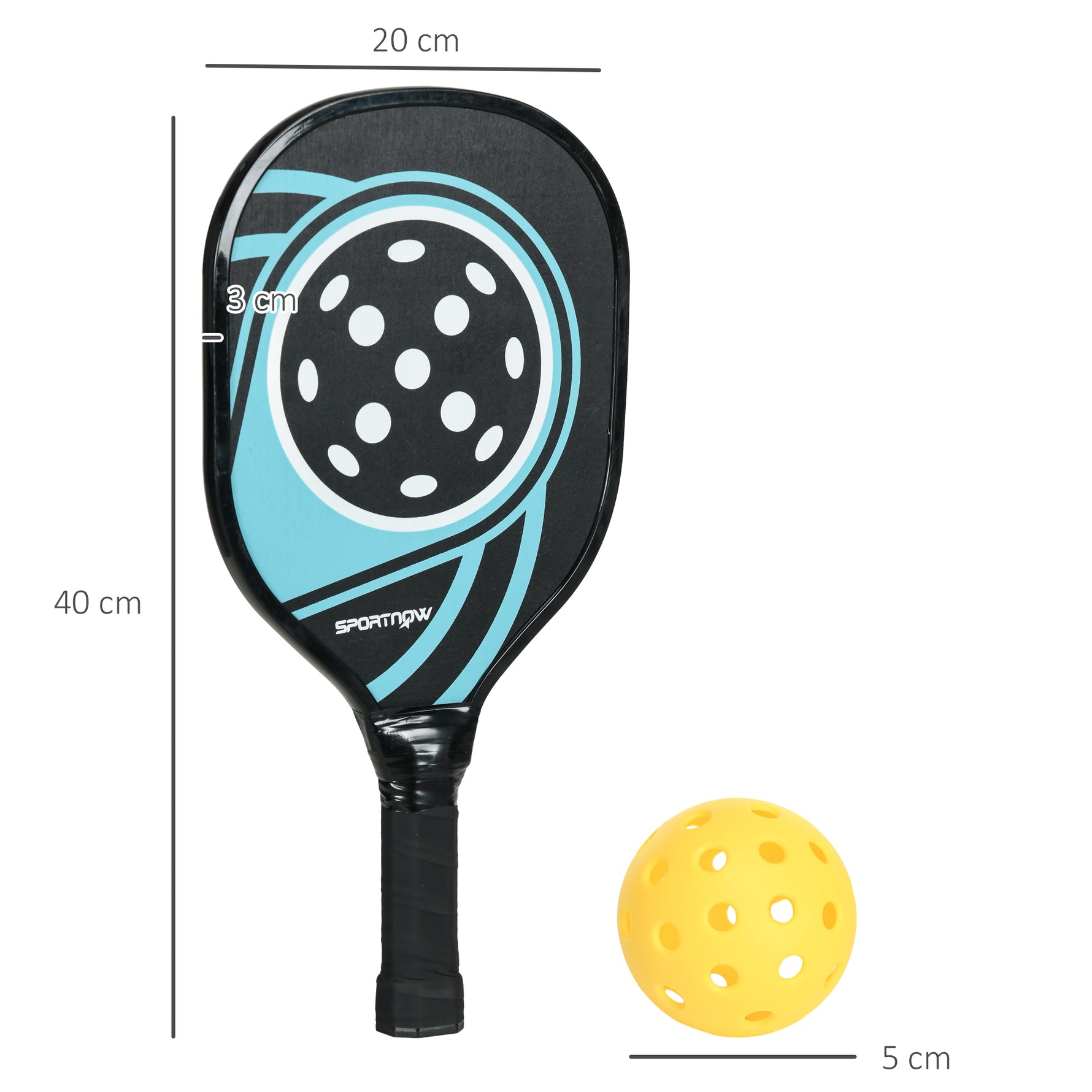 Lot de 4 raquettes de pickleball ensemble de raquette de pickleball en bois de peuplier 4 balles et un sac bleu et noir