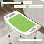 Siège de Douche réglable en Hauteur Tabouret de Douche Ergonomique Pieds antidérapants Charge Max. 135 Kg alu HDPE Vert