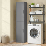 Mobile colonna per bagno con 2 ante e 4 ripiani regolabili, 40 x 35 x 180 cm, grigio