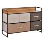 Commode Meuble de Rangement 5 tiroirs en Tissu 87,5 x 29 x 58 cm Marron et Beige