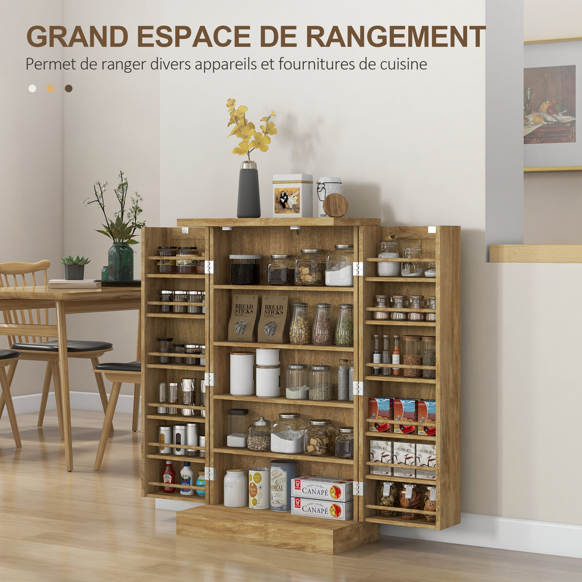 Credenza da cucina mobiletto dispensa con 12 ripiani con ante ripiani regolabili 60 x 30 x 104 cm effetto legno naturale