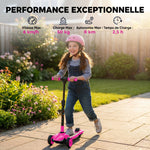 Trottinette électrique pour enfants 6+ ans, pliable 3 roues démarrage zéro, vitesse maximale 8 km/h 64 x 29 x 83 cm rose