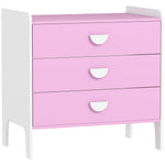 Commode pour enfants, commode rangement 3 tiroirs pour chambre d'enfant, crèche, salle de jeux, 60 x 40 x 60 cm, rose