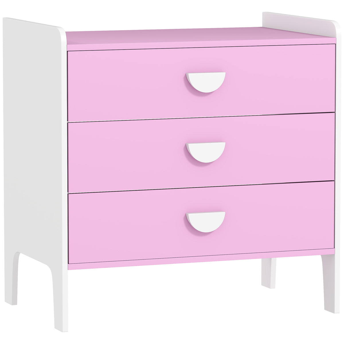 Commode pour enfants, commode rangement 3 tiroirs pour chambre d'enfant, crèche, salle de jeux, 60 x 40 x 60 cm, rose