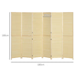 Paravent en bois de bambou 6 panneaux 270 x 180 cm séparateur de pièce cloison de séparation pliable - naturel