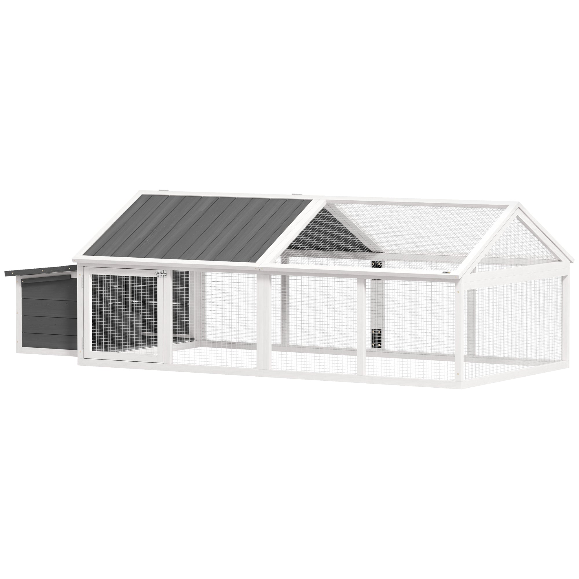 Poulailler pour poules cage à poule avec nichoir porte et toit ouvrable pour 4 et 8 poules 240 x 112,5 x 76 cm blanc