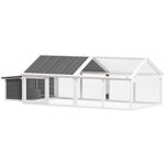 Poulailler pour poules cage à poule avec nichoir porte et toit ouvrable pour 4 et 8 poules 240 x 112,5 x 76 cm blanc