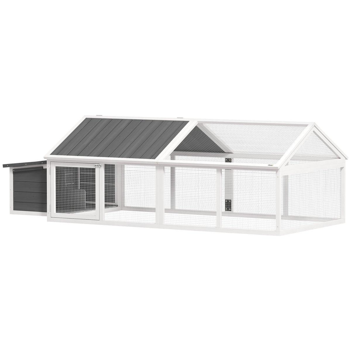 Poulailler pour poules cage à poule avec nichoir porte et toit ouvrable pour 4 et 8 poules 240 x 112,5 x 76 cm blanc