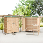 Abri de jardin en bois armoire de jardin en bois avec table, toit en asphalte, 140 x 75 x 157 cm, effet bois naturel