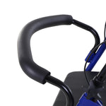 Déambulateur 4 roues - déambulateur pliable léger - assise + dossier rembourré - poignées ergonomiques, freins à main - panier rangement - métal bleu