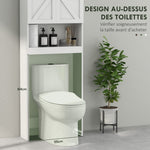 Armoire de rangement dessus des toilettes, meuble de salle de bain placard 2 portes étagère 58,5L x 23l x 170H cm blanc