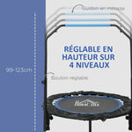 Trampoline de fitness gymnastique avec poignée réglable, pliable, 6 pieds, 28 ressorts Ø 102 cm, noir bleu