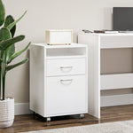 Caisson de bureau rangement bureau sur roulettes tiroir placard niche panneaux particules blanc