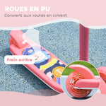 Trottinette enfant 3 Roues Lumineuses LED Hauteur Guidon réglable frein à Friction arrière de 2 à 6 ans Rose