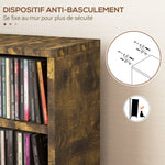 Lot de 2 étagères colonnes armoire de rangement CD 12 compartiments 21 x 22,5 x 88,5 cm capacité 204 CD brun rustique
