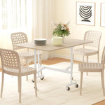 Table à Manger Pliante sur Roulettes pour 4-6 Personnes 120 cm, Roues avec Freins, 2 Abattants, Style Industriel, Chêne