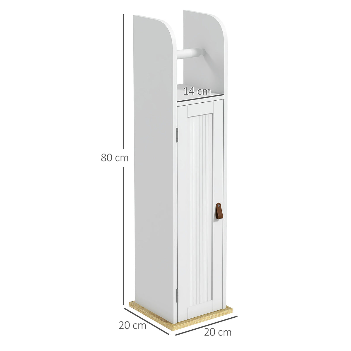 Meuble de salle de bain support papier toilette avec placard et étagères réglables 20 x 20 x 80 cm blanc