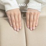 Canapé Convertible 2 Places Design scandinave Dossier inclinable 3 Positions Pieds Bois Tissu Aspect Lin Beige