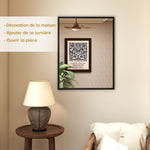 Miroir mural rectangulaire 90 x 70 cm, cadre en bois noir, idéal pour la salle de bain, salon ou chambre