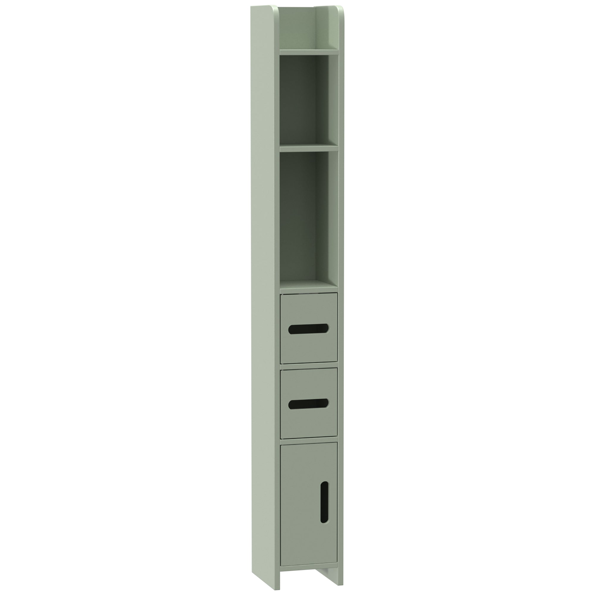 Mobile a colonna per bagno, armadietto alto con ripiani e ante - 15 x 17 x 120 cm, Verde Chiaro