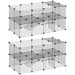 Cage parc clôture pour animaux domestiques enclos pour petits animaux modulable 2 niveaux 72 panneaux bords arrondis