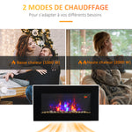 Cheminée électrique murale 1000/2000 W, cheminée décorative avec effet flamme 7 couleurs réglables, 72,5x11,5x40cm, noir