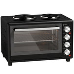 Minihorno con 2 placas de cocción y rustidor 46L 2850 W, horno de convección multifunción, temporizador, negro