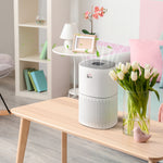 Purificateur d'Air HEPA, Ioniseur, CADR 225m³/h, Mode de Veille Silencieux, 50W, Minuterie, 4 Vitesses - Dim. 22L x 22l x 36H cm - Blanc