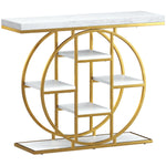 Industrieller Konsolentisch für den Flur, Flurmöbel mit 6 Ablagen, 4 cm Tischplatte, 100 x 30 x 81,5 cm, Weiß