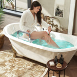 Tabouret de douche pour personnes âgées et handicapées avec accoudoirs, hauteur réglable, patins antidérapants, bleu
