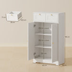 Meuble de salle de bain meuble de rangement avec 2 tiroirs double porte arquée étagères réglables 60x30x108cm blanc