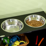 Gamelles chiens surélevées gamelle double chien chat porte-gamelles 60 x 30 x 35,5 cm 2 gamelles 2L acier inox incluses