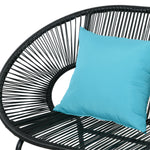 Banquette banc de jardin 2 places en métal et cordage en résine avec 2 coussins - dim. 132L x 72l x 83H cm - noir