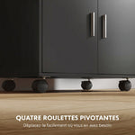 Chariot de cuisine sur roulettes, desserte micro-onde à roulettes avec placard tiroir étagères, 59 x 40 x 92 cm, noir