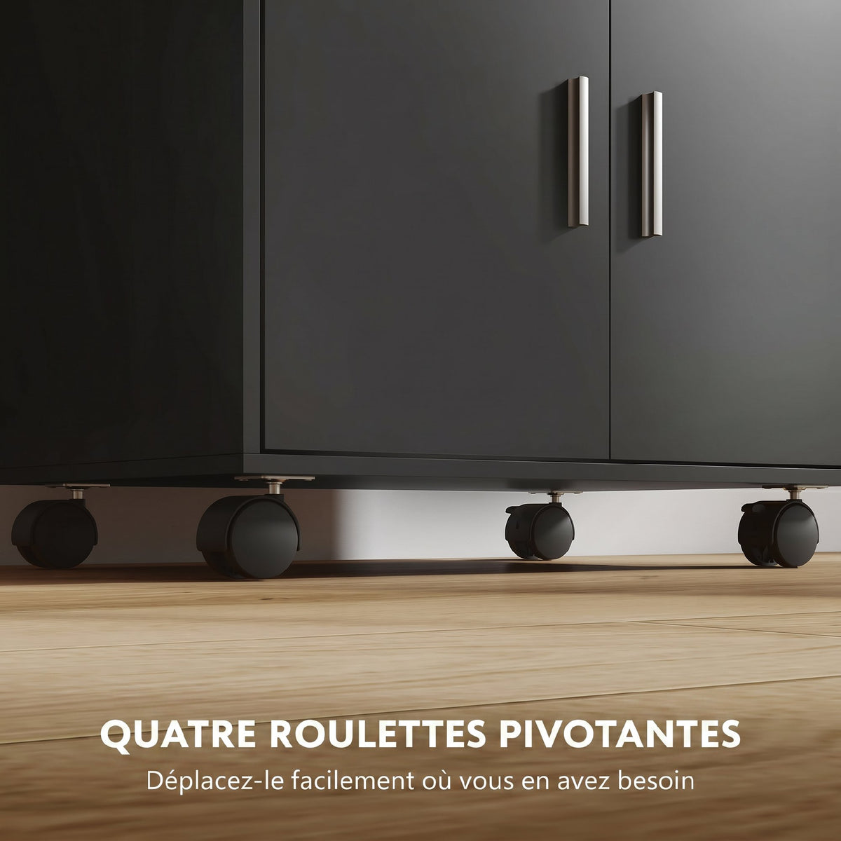 Chariot de cuisine sur roulettes, desserte micro-onde à roulettes avec placard tiroir étagères, 59 x 40 x 92 cm, noir