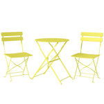 Ensemble Bistrot de Jardin 3 Pièces Table et 2 Chaises Pliantes à Lattes Double Protection Antirouille Jaune