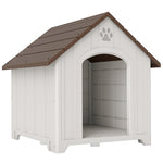 Niche pour chien extérieur, maison chien en polypropylène imperméable, ventilé, plancher surélevé, gris clair