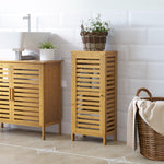 Armoire de salle de bain en bambou 1 étagère réglable design naturel 30 x 19,9 x 70 cm naturel