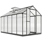 Serre de jardin en aluminium polycarbonate, serre avec fenêtres supérieures réglables 303x183x195cm transparent