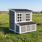 Poulailler en bois XL avec nichoir 3 compartiments tiroir amovible toit imperméable porte-rampe 100x86x100cm gris