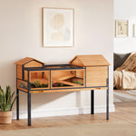 Maison pour tortues à 2 étages 2 chambres fenêtres rampes toit ouvrable et plateau 128 x 63 x 96 cm jaune