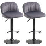 Lot de 2 tabourets de bar design contemporain avec repose-pieds hauteur réglable et pivotant gris