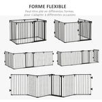 Barrière de sécurité barrière de protection cheminée parc enclos chien pliable modulable 6 panneaux avec porte sans perçage 362,5 x 76 cm noir