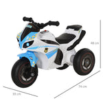 Porteur Enfants Moto de Course Effets musicaux et Lumineux Coffre Rangement Bleu Blanc