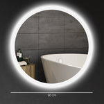 Miroir rond lumineux LED de salle de bain Ø 60 cm mural avec éclairage 3 couleurs interrupteur tactile 29 W gris