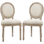 Lot de 2 chaises de Salle à Manger - Chaise de Salon médaillon Style Louis XVI Aspect Lin Crème