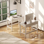 Bureau d'ordinateur, table informatique, style moderne, cadre renforcé en forme X, 105 x 50 x 76 cm, blanc