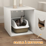 Arbre à chat avec maison de toilettes, tour de jeu 2-en-1 de 129 cm avec cache-litière, poteaux à griffer, crème